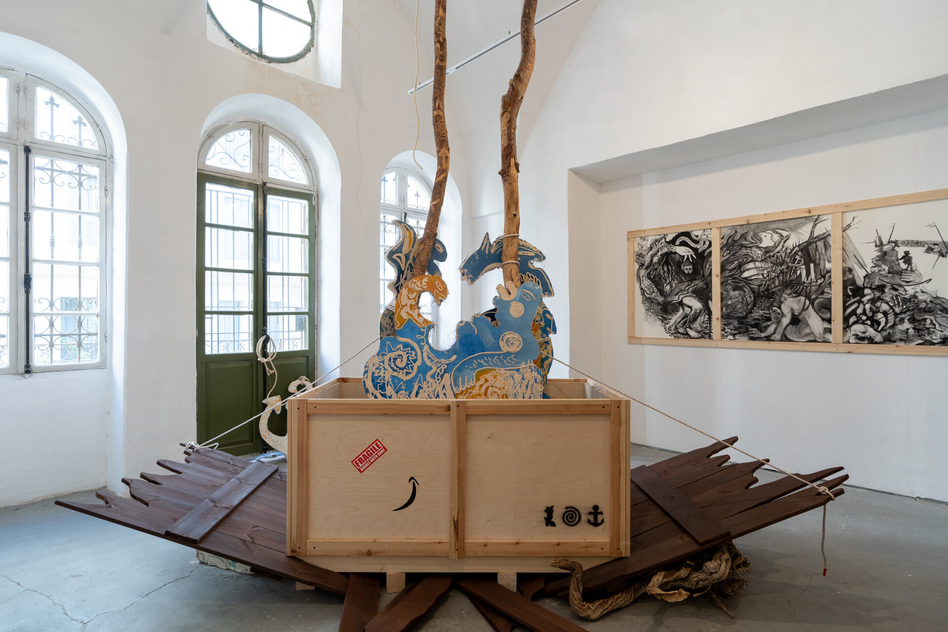 A part from the ‘Drainage Basin’ Exhibition at Barbur Gallery, 2021. Photo by Daniel Hanoch